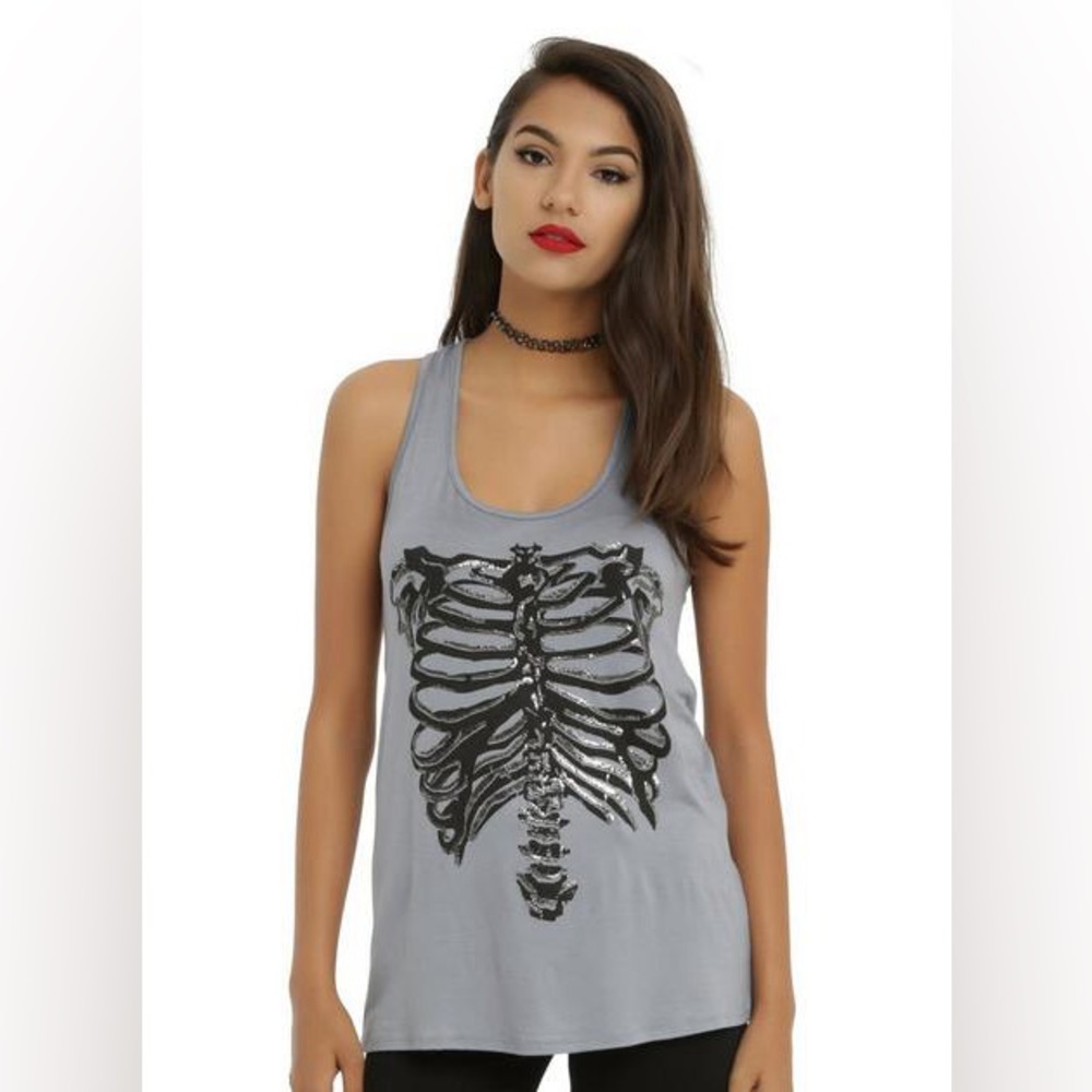 Hot Topic Beaded Skeleton Tank Top
